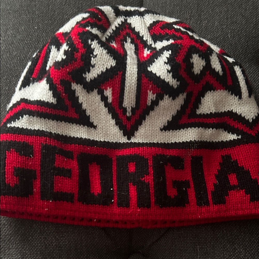 Georgia Red and Black Knit Beanie